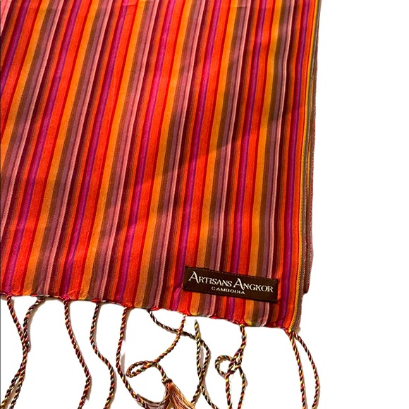 Artisans Angkor Pink stipe lovely wrap scarf - Picture 2 of 5